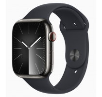Apple Watch Series 9 GPS + Cellular 45mm Edelstahl graphit Sportarmband mitternacht M/L